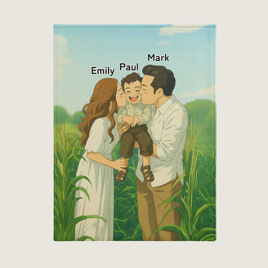 Ghibli-Inspired Custom Flannel Blanket from Your Photo