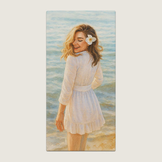 Original Watercolor Art Style Custom Beach Towel from Your Photo