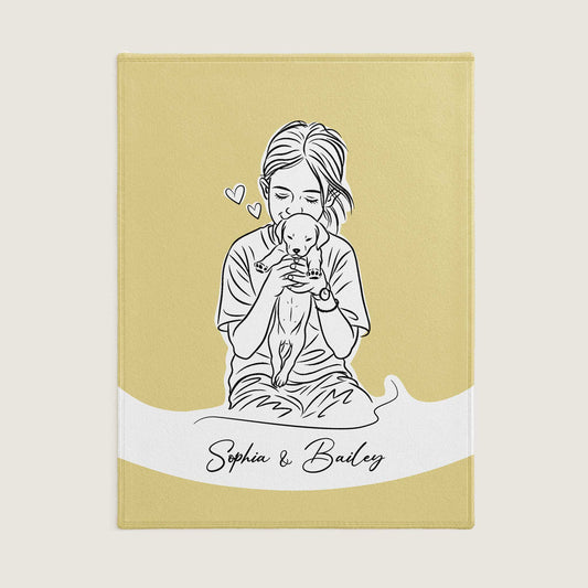 Minimal Line Illustration Style Custom Flannel Blanket from Your Photo