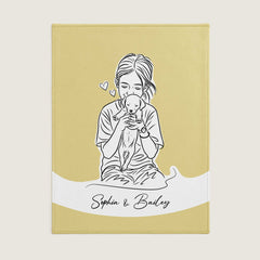 Minimal Line Illustration Style Custom Flannel Blanket from Your Photo