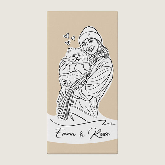 Custom Minimal Pet Portrait Beach Towel