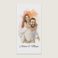 Watercolor and Pen Art Style Custom Beach Towel from Your Photo