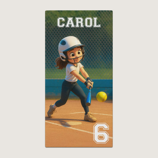 Pixar-Inspired Custom Beach Towel – Softball Edition from Your Photo