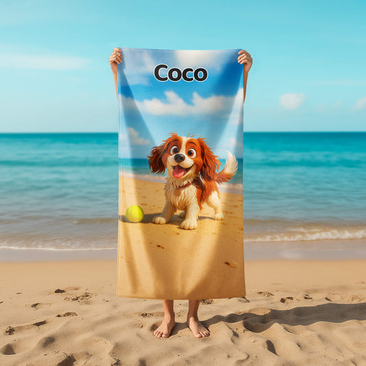 Pixar-Inspired Custom Beach Towel – Pet Edition from Your Photo