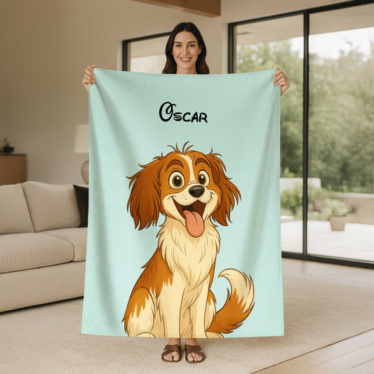 Fairy Tale Cartoon Style Custom Flannel Blanket from Your Photo