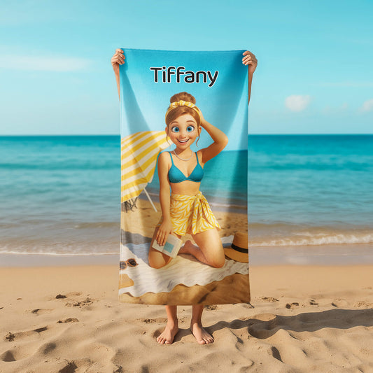 Pixar-Inspired Custom Beach Towel from Your Photo
