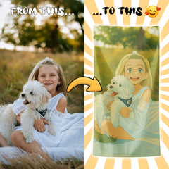 Ghibli-Inspired Style Custom Beach Towel from Your Photo