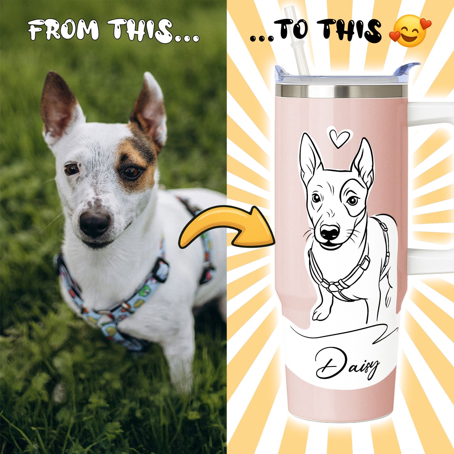 Custom Pet Portrait 30oz Tumbler for Pet Moms & Pet Dads