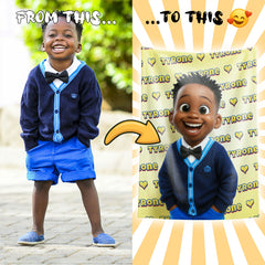 Pixar-Inspired Custom Flannel Blanket – Turn Your Photo into a Cartoon Character