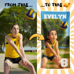 Pixar-Inspired Custom Beach Towel – Volleyball Edition from Your Photo