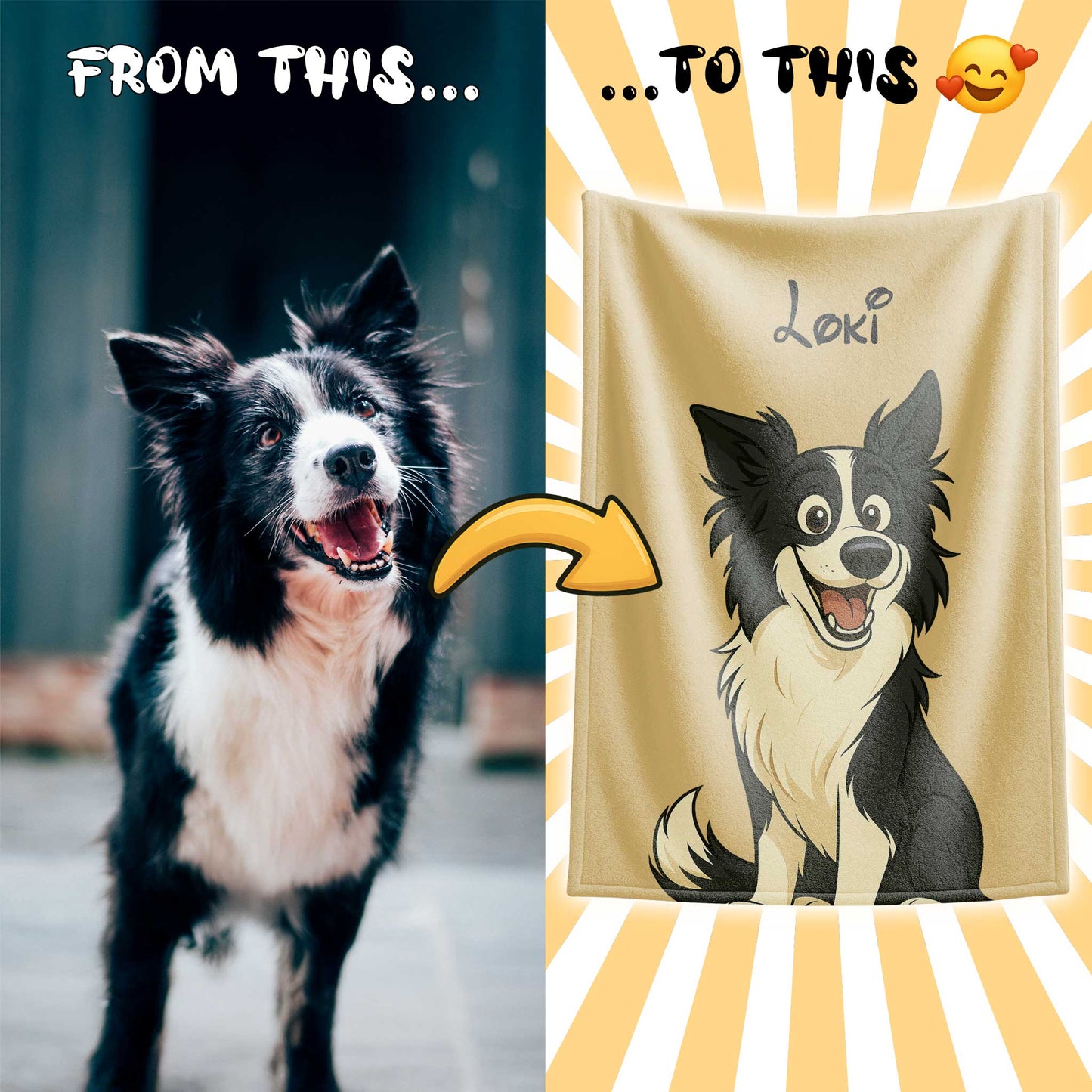 Personalized Storybook Pet Portrait Blanket
