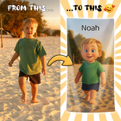 Pixar-Inspired Custom Beach Towel from Your Photo