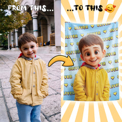 Pixar-Inspired Custom Flannel Blanket – Turn Your Photo into a Cartoon Character
