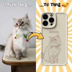 Retro Line Illustration Art Style Pet Portrait TPU iPhone Case – Custom from Your Photo
