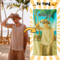 Ghibli-Inspired Style Custom Beach Towel from Your Photo