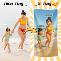 Pixar-Inspired Custom Beach Towel from Your Photo
