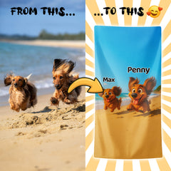 Pixar-Inspired Custom Beach Towel – Pet Edition from Your Photo