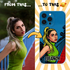 Pop Art Clear TPU iPhone Case – Lichtenstein Comic Style Portrait from Your Photo