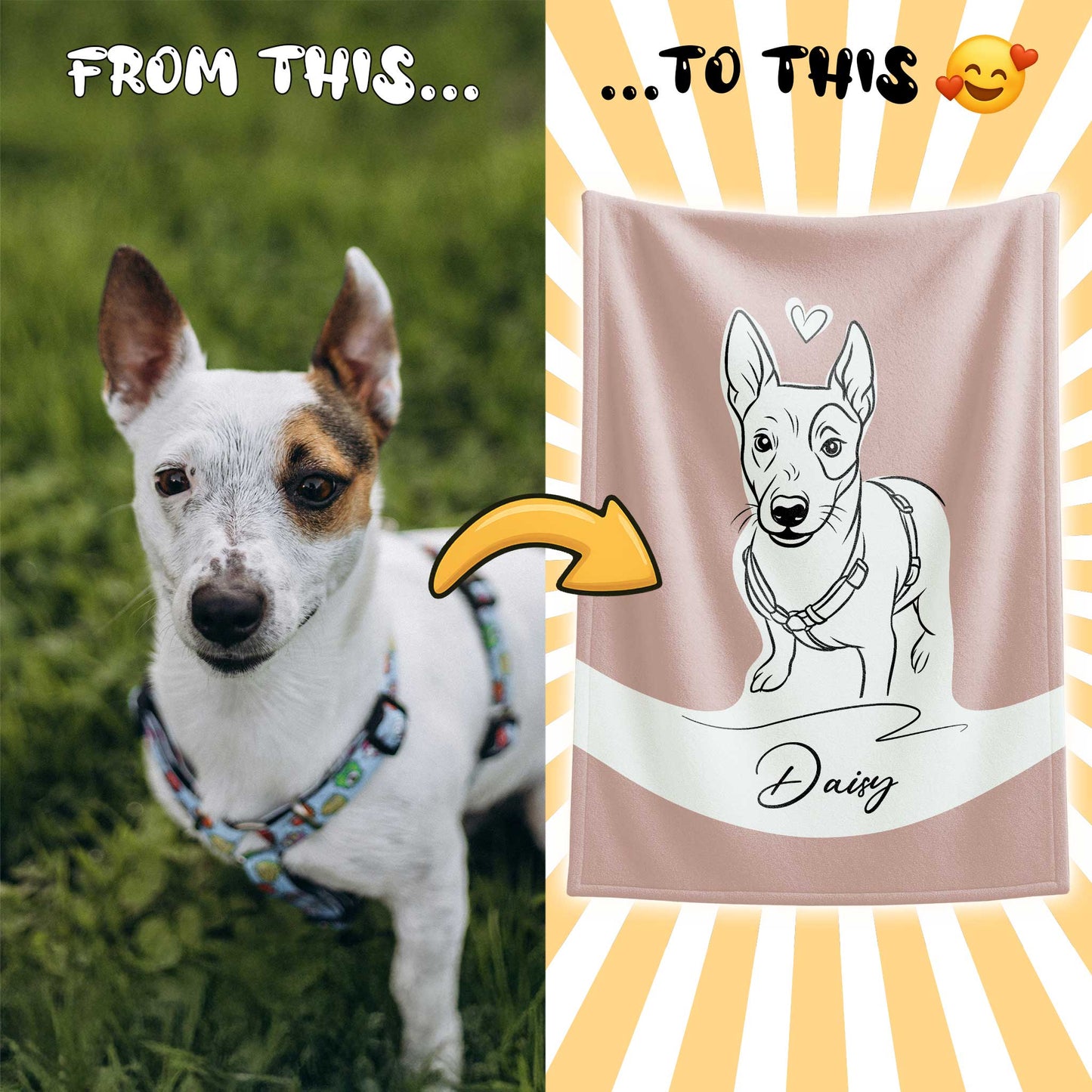 Custom Minimal Line Pet Portrait Blanket