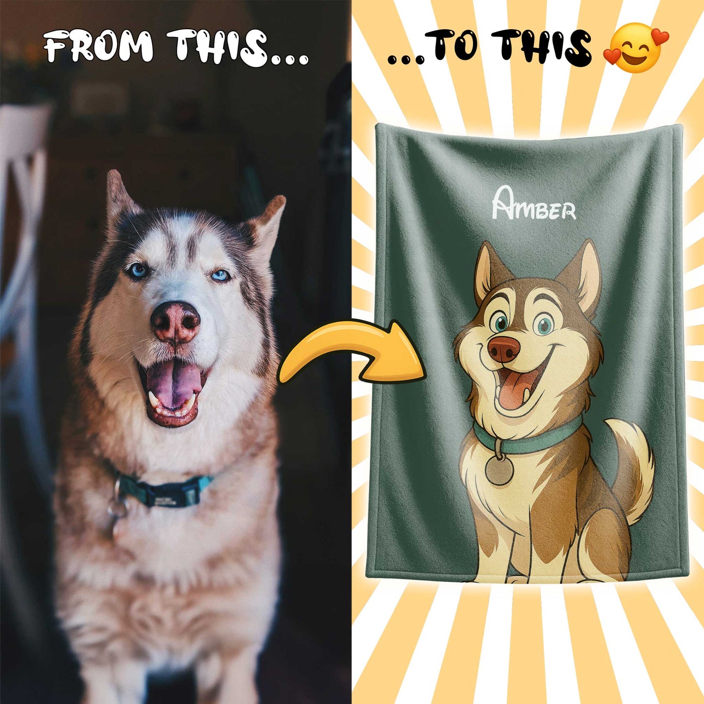 Personalized Storybook Pet Portrait Blanket