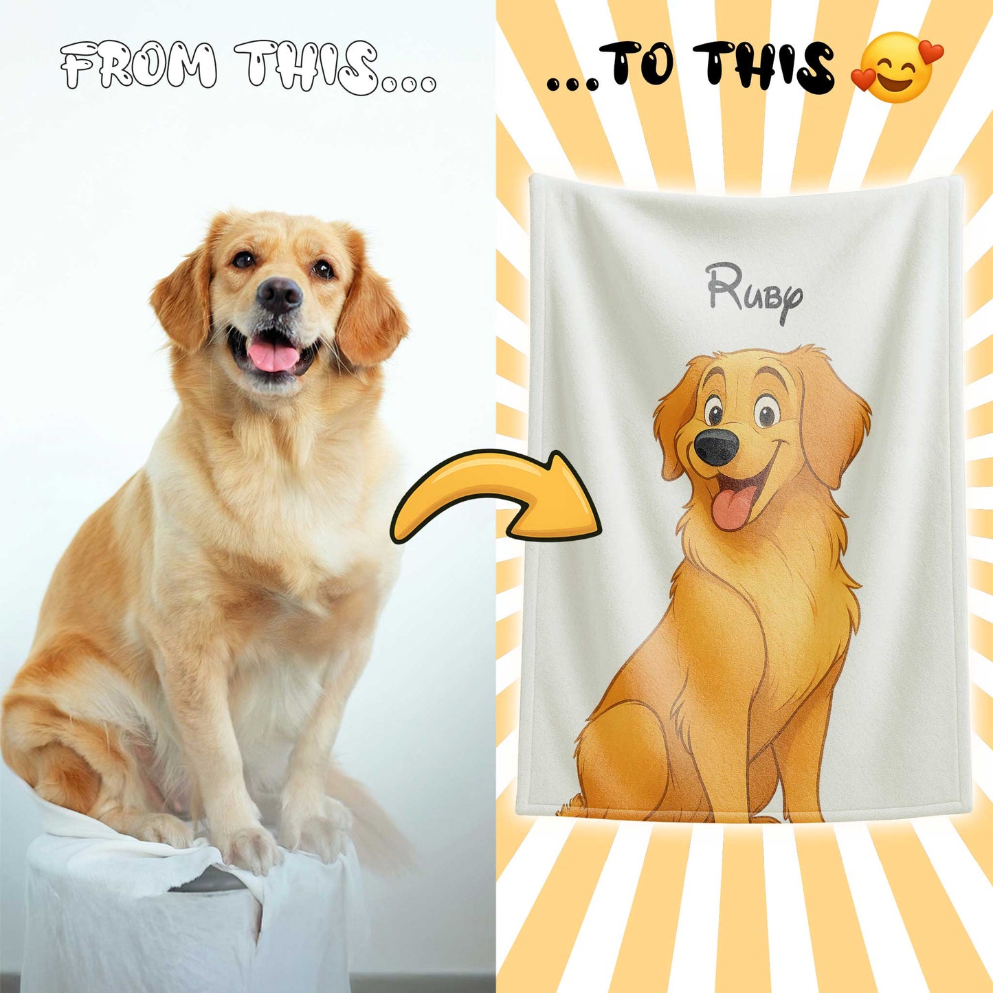 Personalized Storybook Pet Portrait Blanket