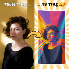 Personnalisez votre propre serviette de plage portrait artistique personnel !