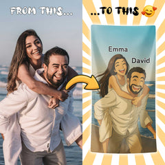 Ghibli-Inspired Style Custom Beach Towel from Your Photo