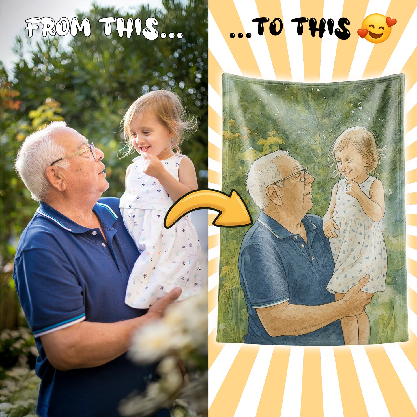 Watercolor Pet Portrait Keepsake Blanket