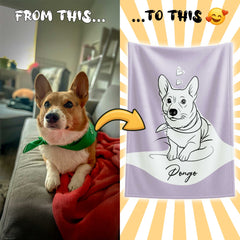Minimal Line Illustration Style Custom Flannel Blanket from Your Photo