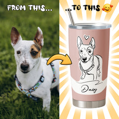 Hand Drawn Minimal Line Illustration Style Custom 20oz Tumbler from Your Photo