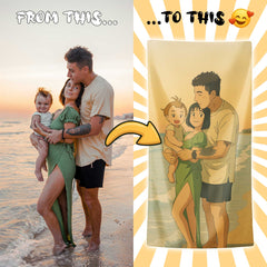 Ghibli-Inspired Style Custom Beach Towel from Your Photo