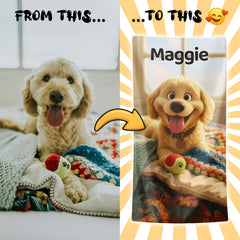 Pixar-Inspired Custom Beach Towel – Pet Edition from Your Photo