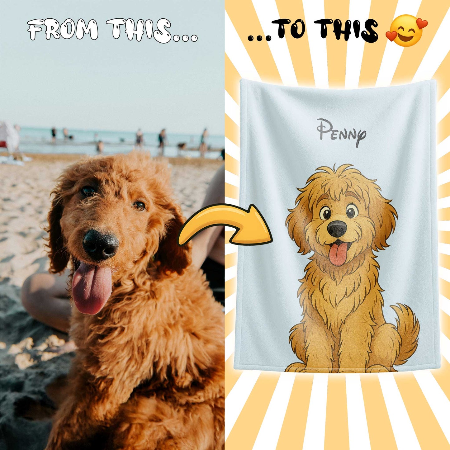 Personalized Storybook Pet Portrait Blanket
