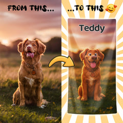 Pixar-Inspired Custom Beach Towel – Pet Edition from Your Photo