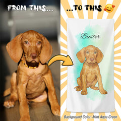 Watercolor and Pen Art Style Custom Beach Towel from Your Photo