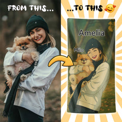 Ghibli-Inspired Style Custom Beach Towel from Your Photo