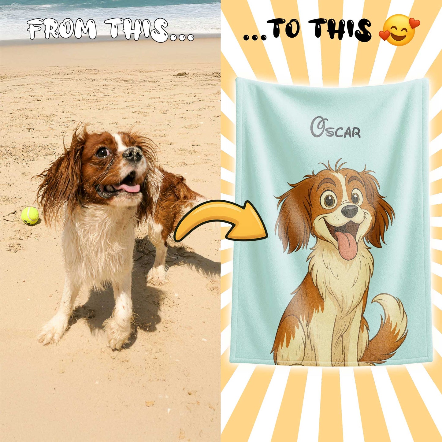 Personalized Storybook Pet Portrait Blanket
