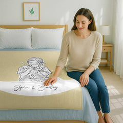 Minimal Line Illustration Style Custom Flannel Blanket from Your Photo