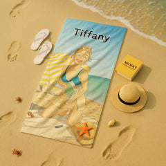 Ghibli-Inspired Style Custom Beach Towel from Your Photo