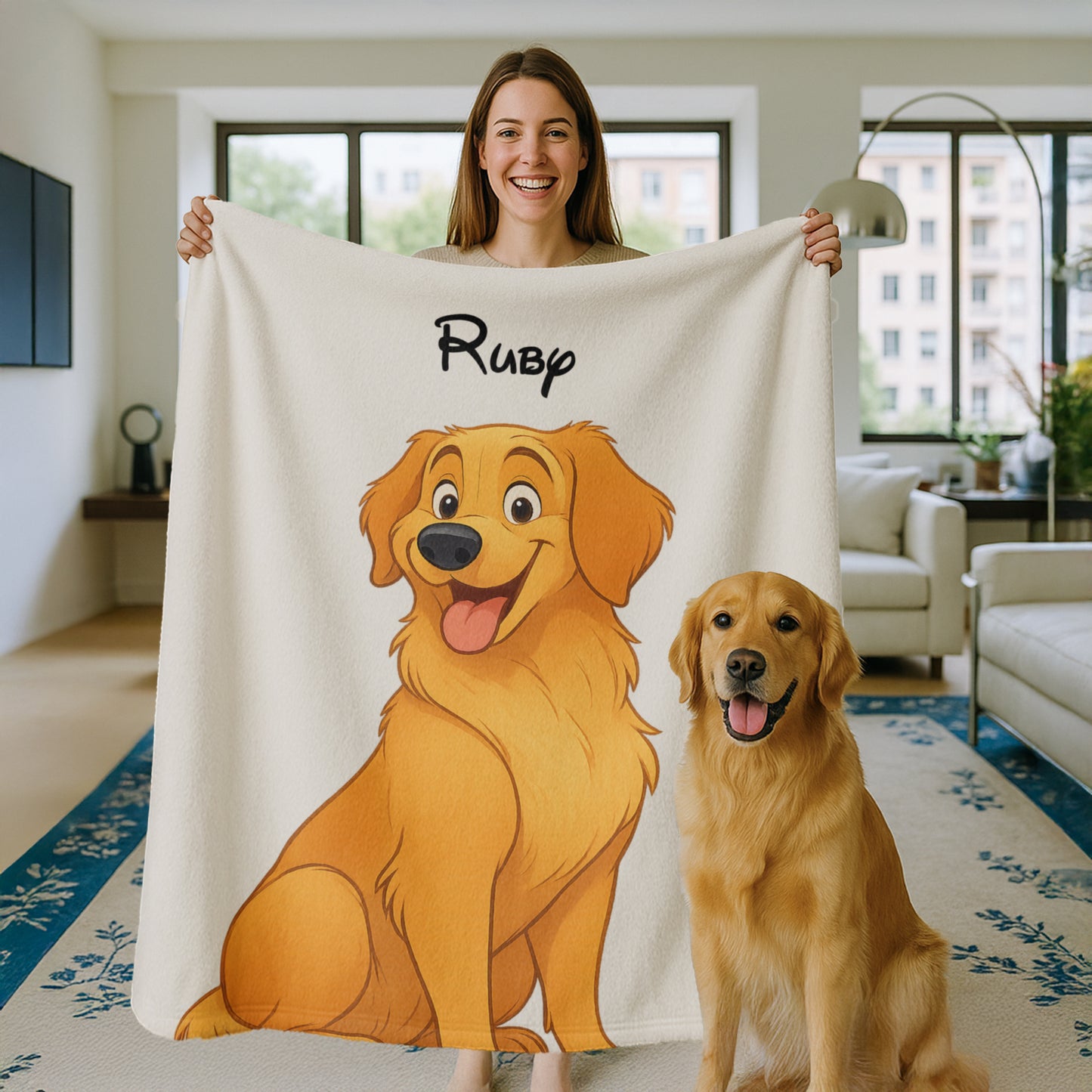 Personalized Storybook Pet Portrait Blanket