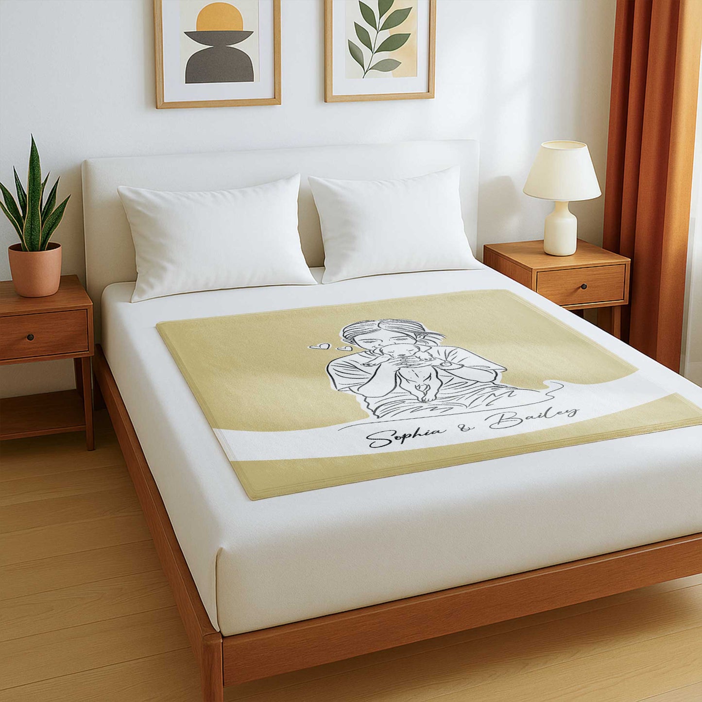 Custom Minimal Line Pet Portrait Blanket