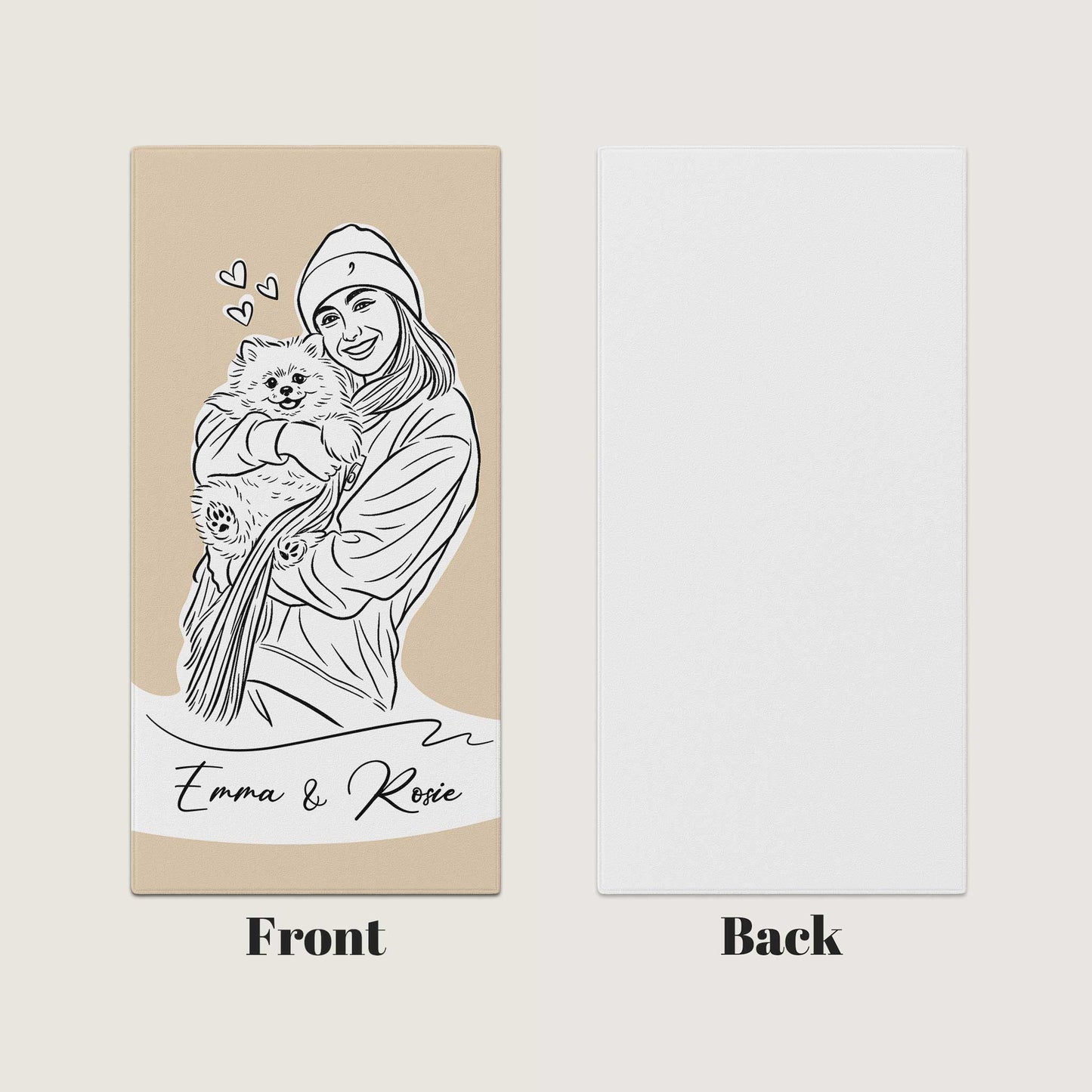 Custom Minimal Pet Portrait Beach Towel