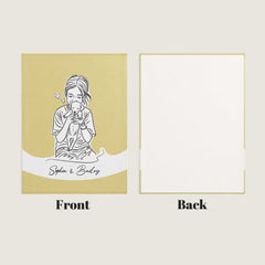 Minimal Line Illustration Style Custom Flannel Blanket from Your Photo