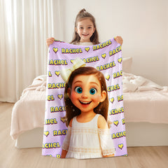 Pixar-Inspired Custom Flannel Blanket – Turn Your Photo into a Cartoon Character