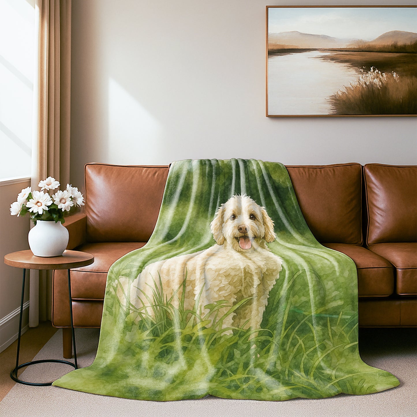 Watercolor Pet Portrait Keepsake Blanket