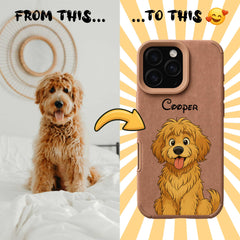 Fairy Tale Pet Portrait TPU & PU iPhone Case – Custom Cartoon Portrait from Your Photo