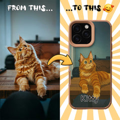 Ghibli-Inspired TPU & PU Leather iPhone Case – Custom Cartoon Portrait from Your Photo