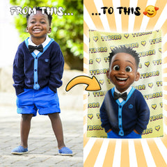 Custom Pixar Style Blanket from Your Photo | Personalized Kids & Baby Gift with Name