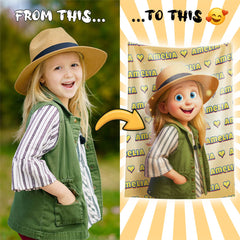 Custom Pixar Style Blanket from Your Photo | Personalized Kids & Baby Gift with Name